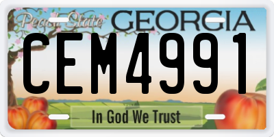 GA license plate CEM4991