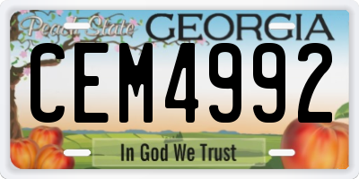 GA license plate CEM4992