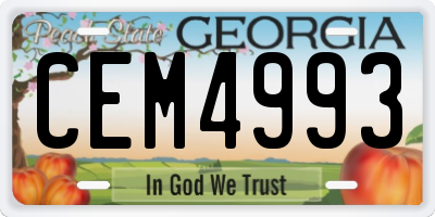 GA license plate CEM4993