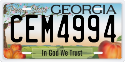 GA license plate CEM4994