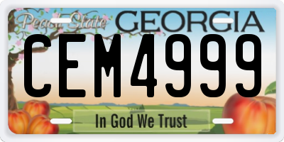 GA license plate CEM4999