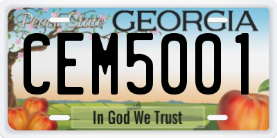 GA license plate CEM5001