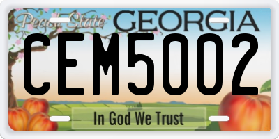 GA license plate CEM5002
