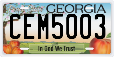 GA license plate CEM5003