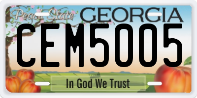 GA license plate CEM5005