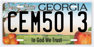 GA license plate CEM5013