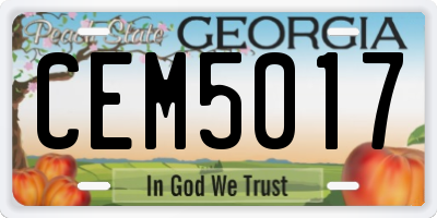 GA license plate CEM5017