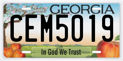 GA license plate CEM5019