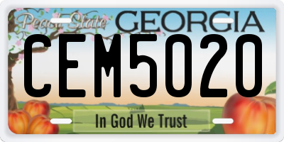GA license plate CEM5020