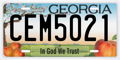 GA license plate CEM5021