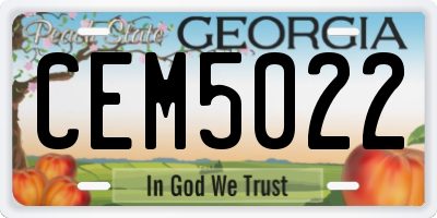 GA license plate CEM5022