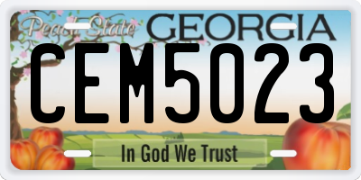 GA license plate CEM5023