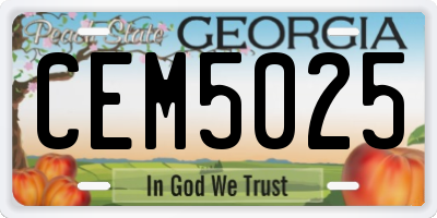 GA license plate CEM5025