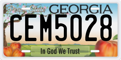 GA license plate CEM5028