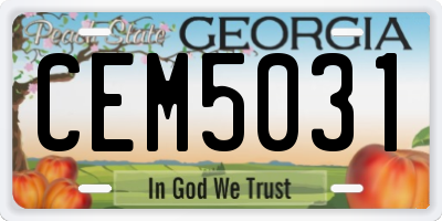 GA license plate CEM5031