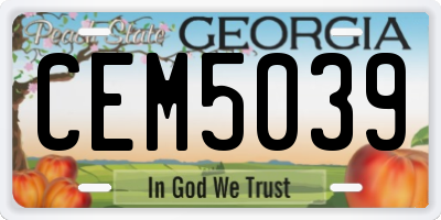 GA license plate CEM5039