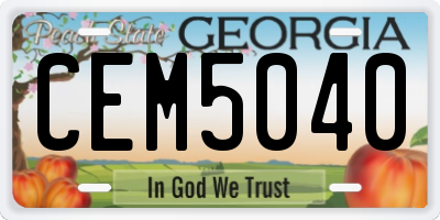 GA license plate CEM5040