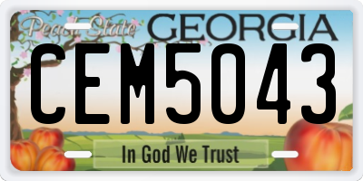 GA license plate CEM5043