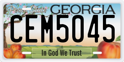 GA license plate CEM5045