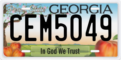 GA license plate CEM5049