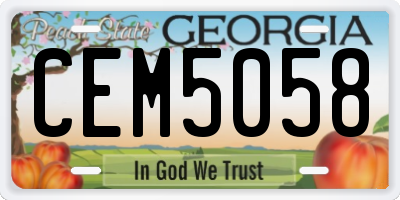 GA license plate CEM5058