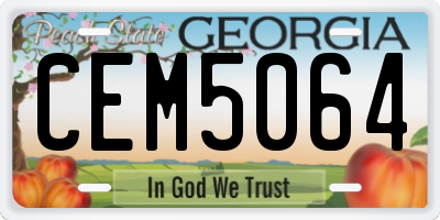 GA license plate CEM5064