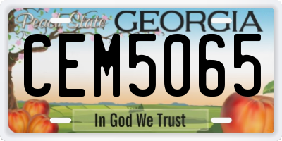 GA license plate CEM5065
