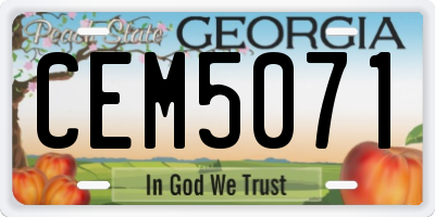 GA license plate CEM5071