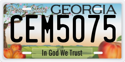 GA license plate CEM5075