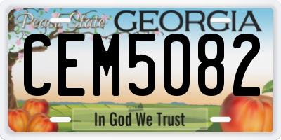 GA license plate CEM5082