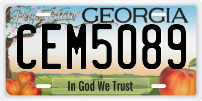 GA license plate CEM5089