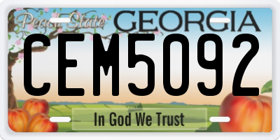 GA license plate CEM5092