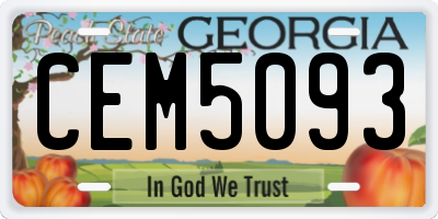 GA license plate CEM5093