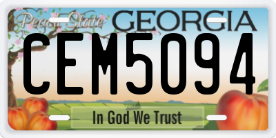 GA license plate CEM5094