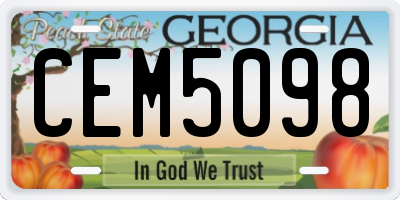 GA license plate CEM5098