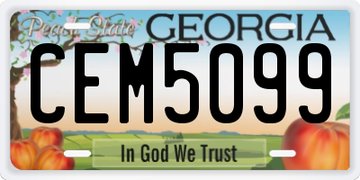 GA license plate CEM5099
