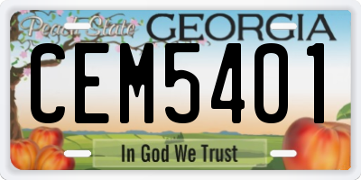GA license plate CEM5401