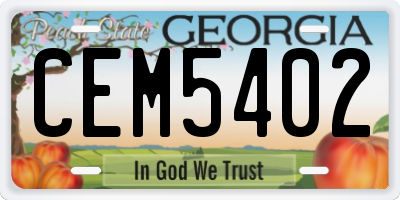 GA license plate CEM5402