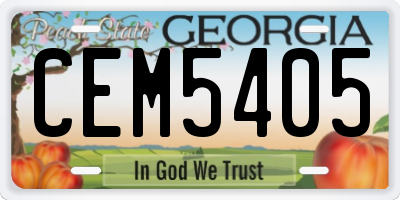 GA license plate CEM5405
