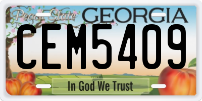 GA license plate CEM5409