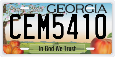 GA license plate CEM5410