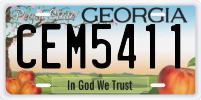 GA license plate CEM5411