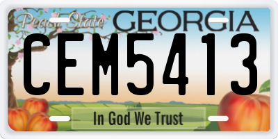 GA license plate CEM5413