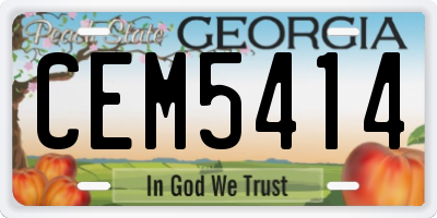 GA license plate CEM5414