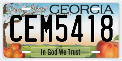GA license plate CEM5418