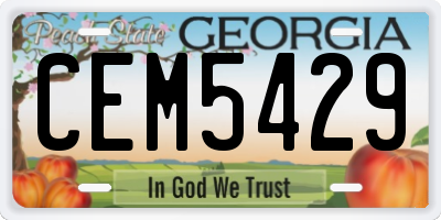 GA license plate CEM5429