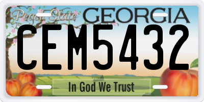 GA license plate CEM5432
