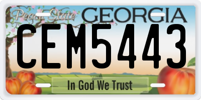GA license plate CEM5443