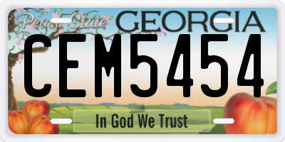 GA license plate CEM5454