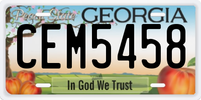 GA license plate CEM5458